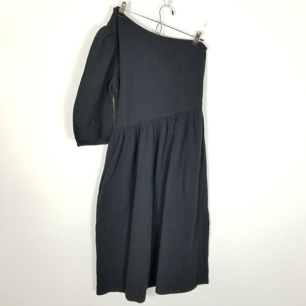Tach Clothing Women One Shoulder Dress Size M Black Gauzy Cotton Stable